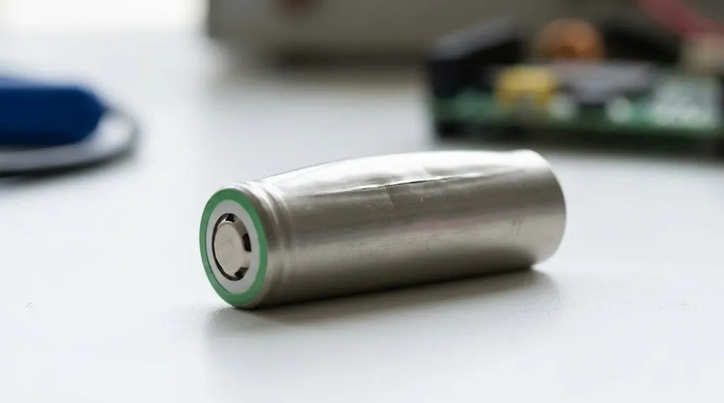 swollen damaged 18650 lithium-ion battery cell showing need for lithium ion battery protection circuit