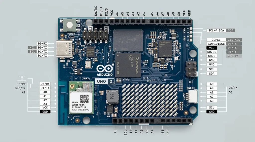 Arduino UNO Q pinout diagram