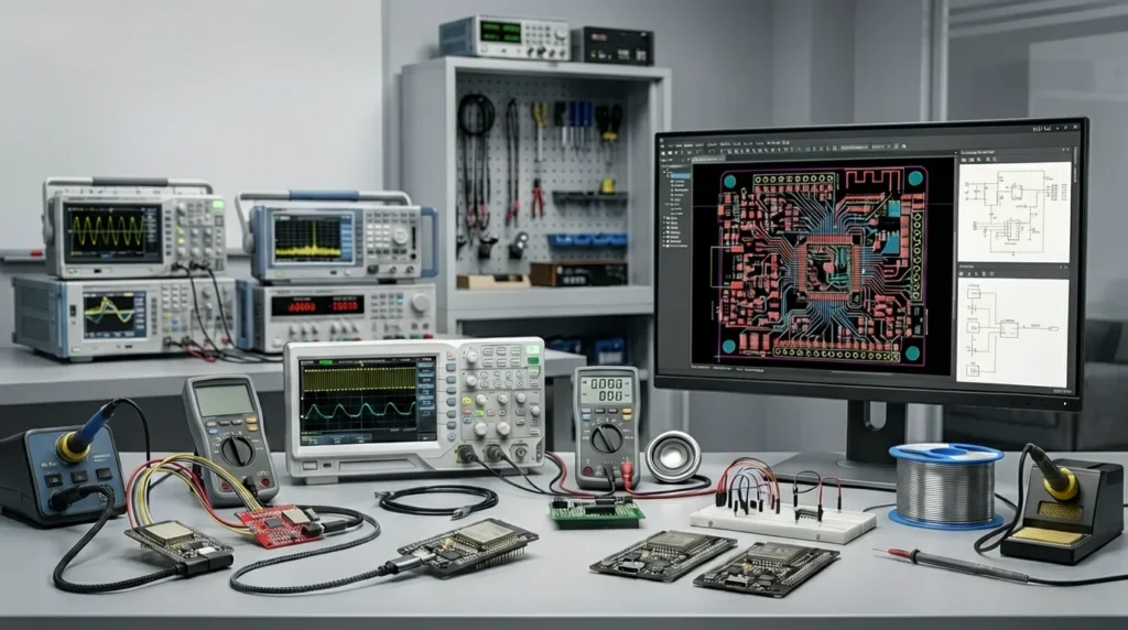 Engineering team working on ESP32 PCB and IoT product development at Prototype Guru