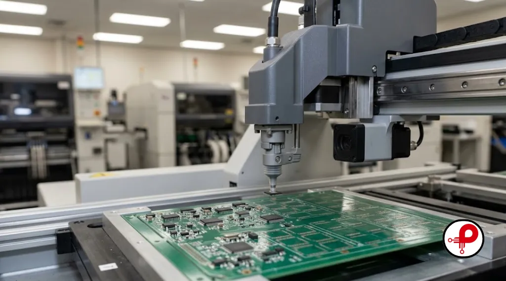 electronics manufacturing services — SMT pick and place machine assembling circuit board