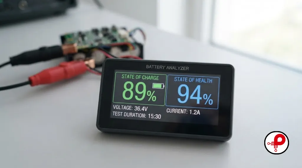 State of charge and state of health battery monitoring display
