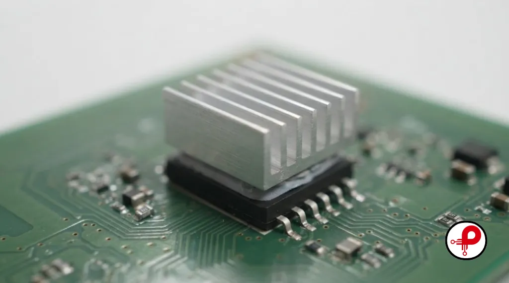  PCB thermal management with aluminum heatsink mounted near power component