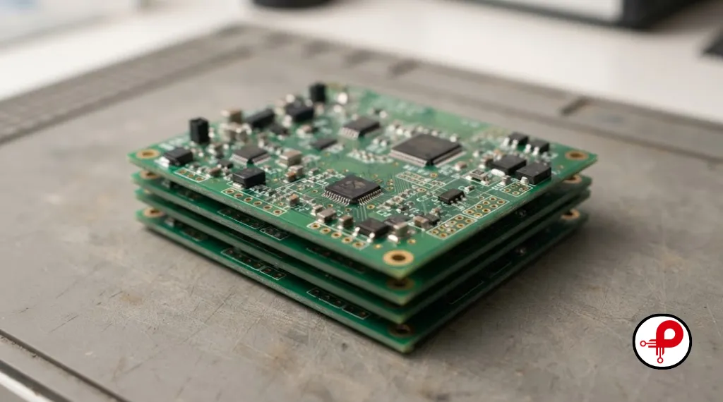 pcb quality control stack of finished circuit boards