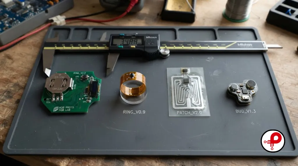 wearable device prototype boards compared by shape and form factor