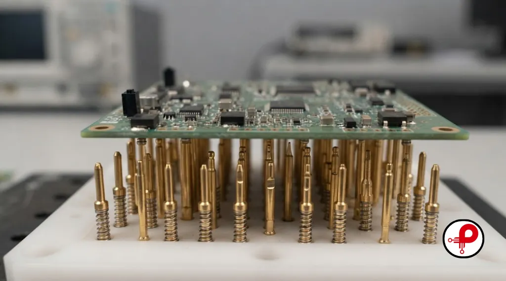 pcb testing equipment bed of nails ict fixture close up