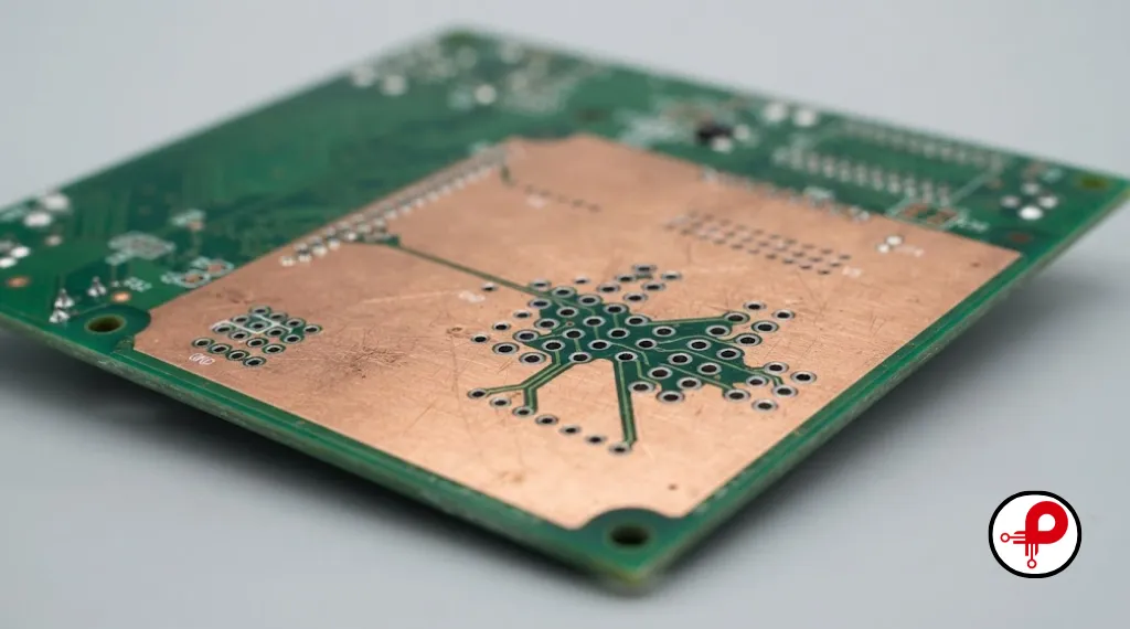 PCB ground plane design with copper plane and via pattern for return current path