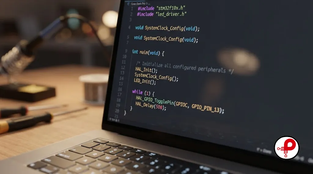 laptop screen showing firmware code for IoT prototype cloud connection
