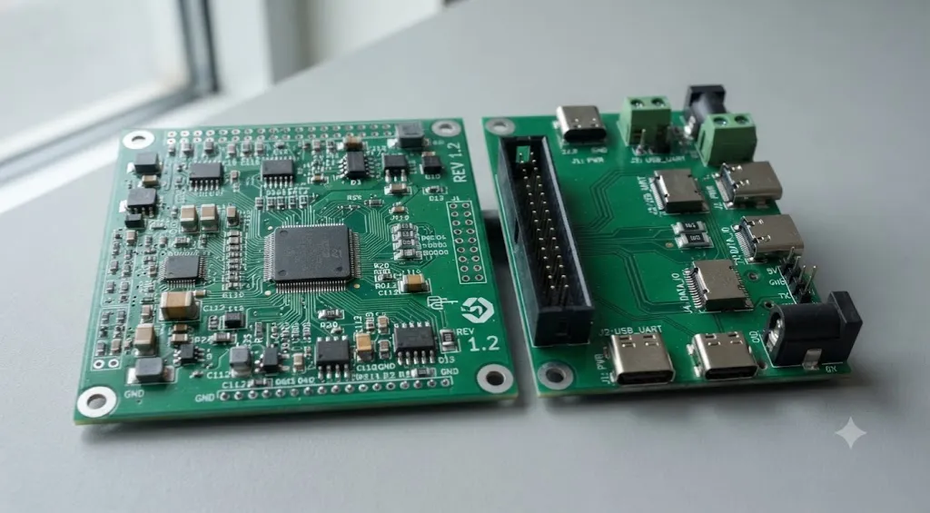  Populated circuit board with grouped components for analog, digital, and mixed-signal design