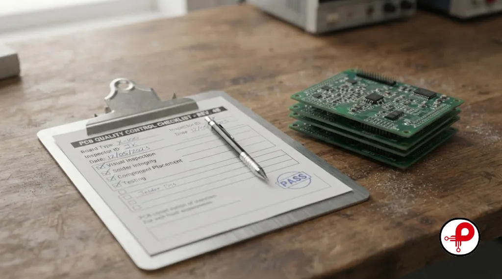 pcb inspection services checklist on workbench