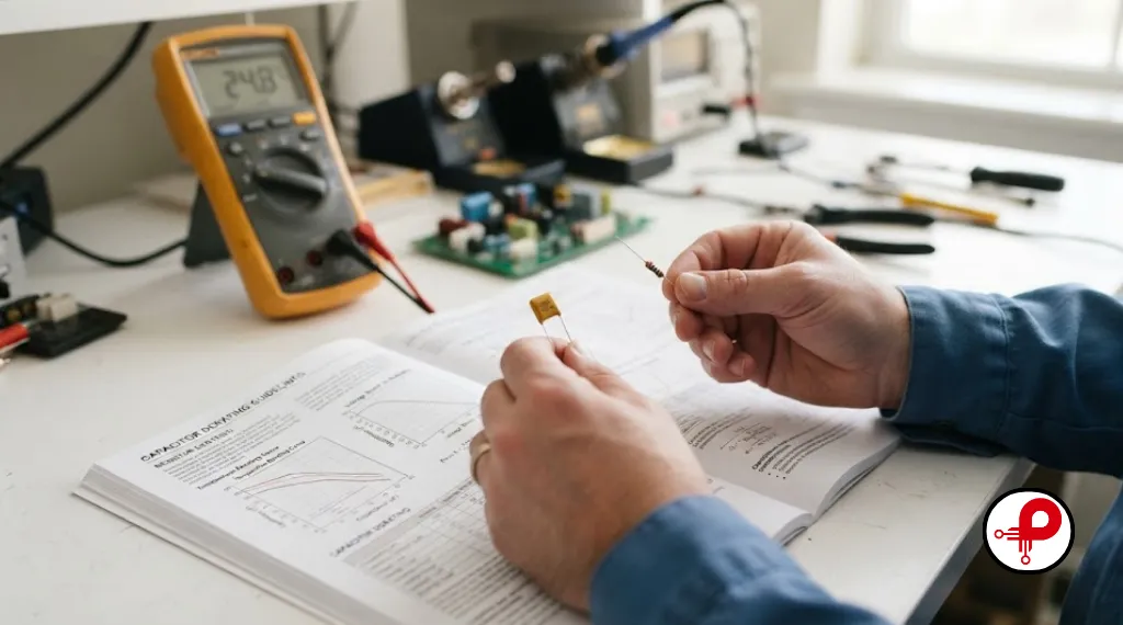 Electronic component derating guidelines being reviewed on a component datasheet