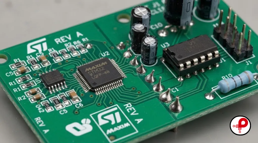 SMT vs Through-Hole technology components on a PCB