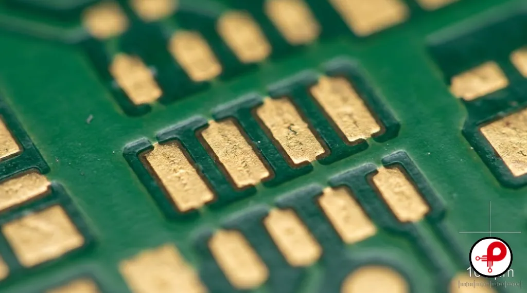 Microscope macro view of DIY PCB solder mask opening sizes around surface mount pads