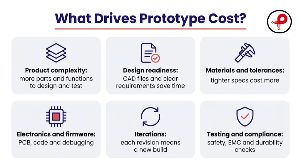 How much do prototypes cost depends on complexity, materials, electronics, iterations and testing