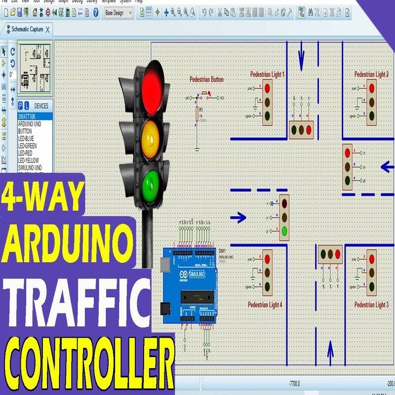 Smart Traffic Light System Using Arduino Density Based 4 Way Traffic Signal Proteus Project 8359