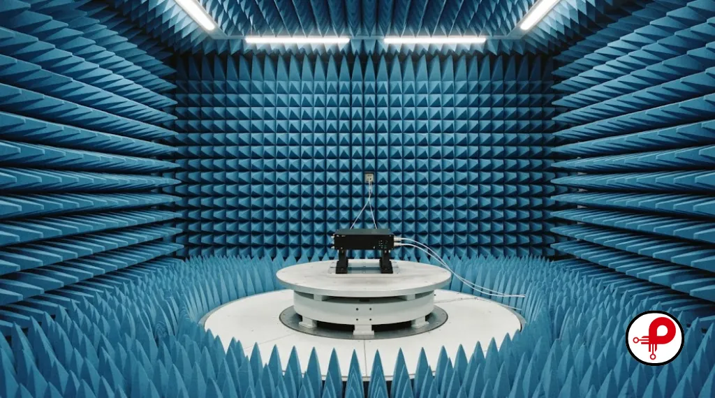 EMC test chamber used by hardware startups for EMI and signal integrity testing
